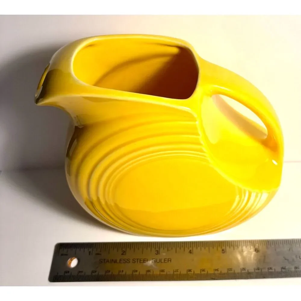VTG Fiesta Disk Pitcher Sunflower Yellow Homer Laughlin USA Art Deco Vase MCM